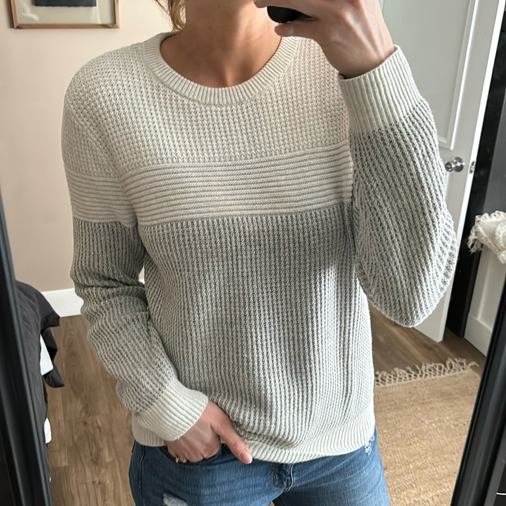 Express Grey Knit Colorblock Sweater